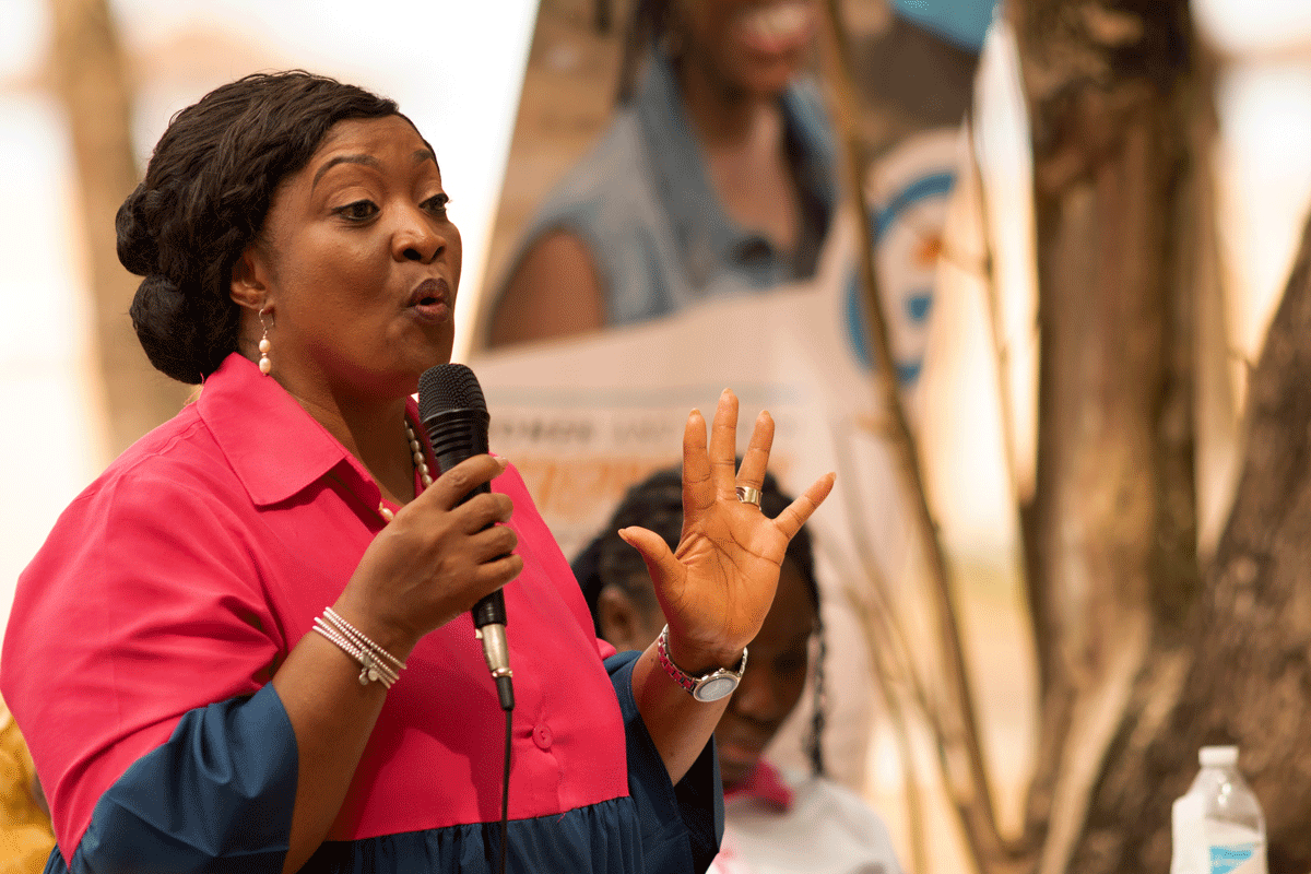 Jewel Taylor, the Vice President of Liberia, responds to the young people at the 2022 West Africa Adolescent Girls Summit